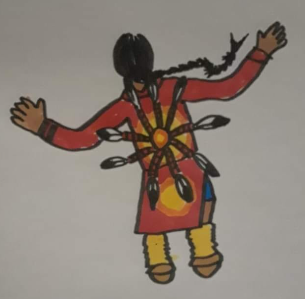 Sunset Coloured Dancer Boy with Bustle